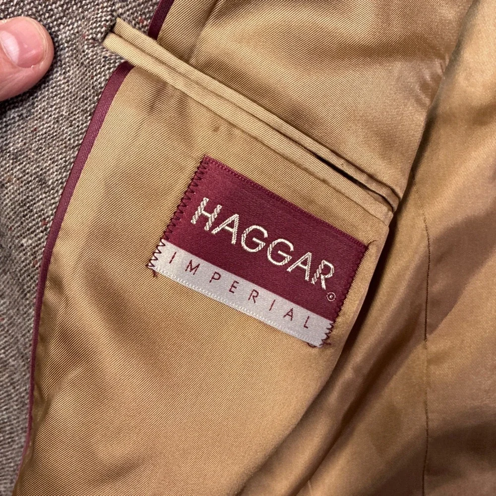 Vintage Haggar Imperial‎ Sport Coat Mens 42 Brown Wool Tweed Elbow Patches